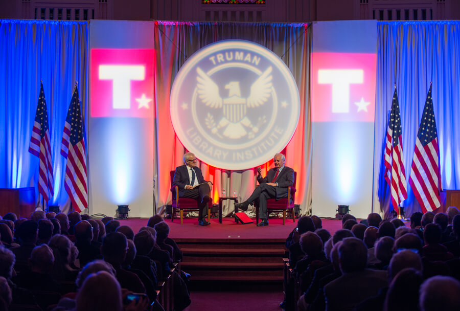 Bill Moyers in conversation with Bob Kerrey at the Truman Library Institute's Bennett Forum on the Presidency