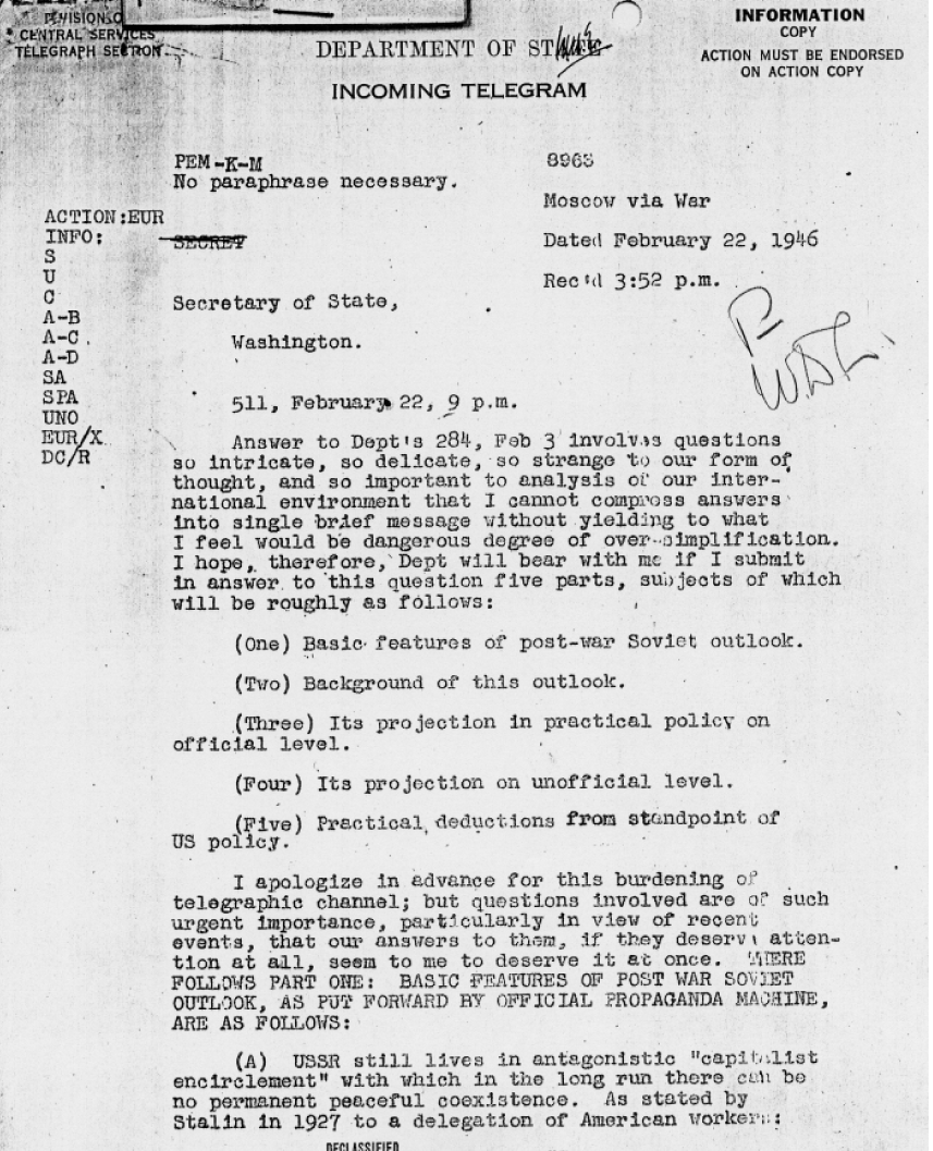 This Day in History: George Kennan Sends "Long Telegram"